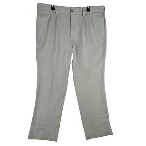 Oak Hill Dress Pants Men 42x30 Tan Khaki Pleated Front 100% Polyester Trousers